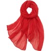 MAIRY Red Scarf Women Plain Block Colour Chiffon Style Scarf