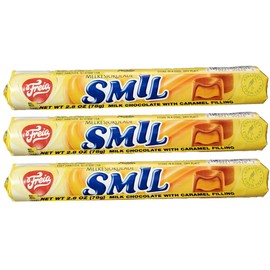 Freia Smil Caramel Filled Chocolate, 2.75 ounce (Pack of 3), Product of Norway