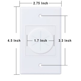 YOEMELY Cable Pass Through Wall Plate White 12 Pack, 1-Gang Wall Plate with White Silicone Pass Through, Cable Wall Plate Organizer for Media Cable and Wires
