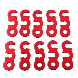 Tent Rope Tensioner Cord Tensioner Guyline Cord Tent Wind Rope Buckle Guyline, 10 Wind Rope Buckles Aluminium Alloy Guyline Wind Rope Cord Adjuster for Cam (L-Red)