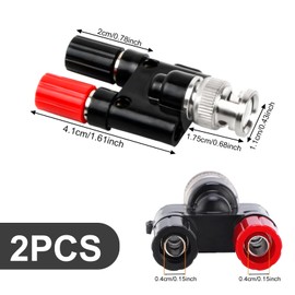 Futuhada 2pcs BNC Male to Dual 4mm Banana Female Binding Post, BNC to Binding Post Splitter, RF Coaxial Splitter Double Connector Jack for Oscilloscope Cable, High Accuracy