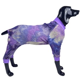 D.E.E Dog Pajamas Large Cotton Dog Clothes Warm and Comfortable Lightweight Jumpsuits Prevent Licking Wound (Purple, XL)