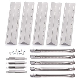 Hiorucet Grill Replacement Parts for Kenmore 5 Burner 146.47468610, 146.23680310, 146.47469610, Kenmore 4 Burner 146.34611410, 146.34611411, Stainless Steel Heat Plate, Pipe Burner, Carryover Tube.