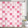 Pink Bowknot Shower Curtain, Cute Pink White Bow Geometric Checkered