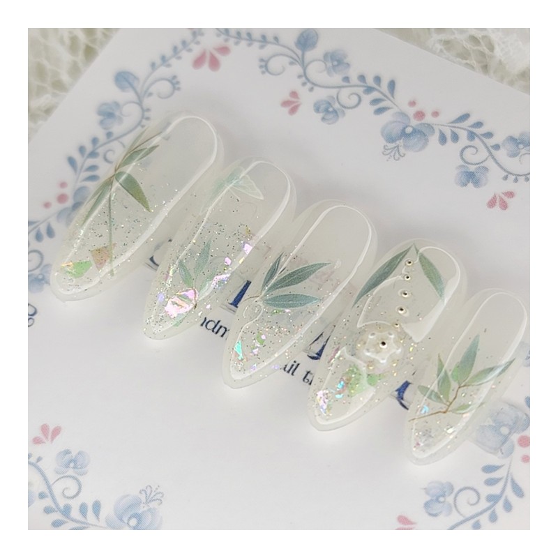 Fresh Leaf Handmade Nail Tips - Oval / 프레쉬 리프