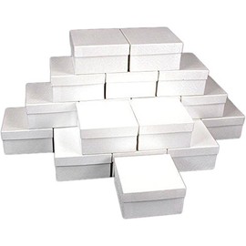 FindingKing 25 White Swirl Cotton Boxes Bracelet Gift Box Display 3.75"