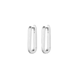 gorjana Women's Parker Huggie Earrings, Silver Plated, Oval High Shine Hoops, Stainless Steel Post