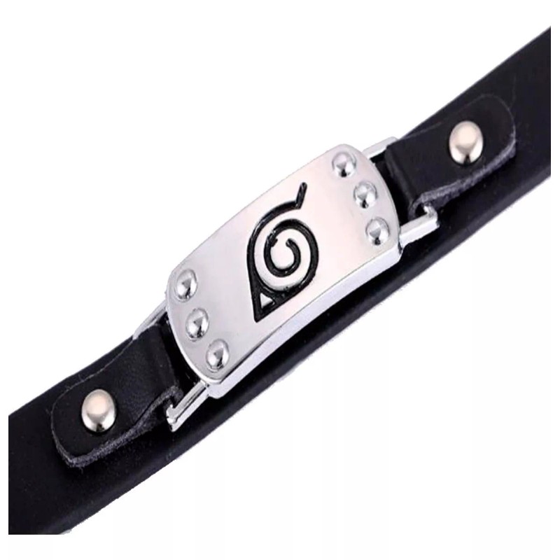 Universo en Linea Pulsera Brazalete Aldea Hoja Konoha Naruto Cuero