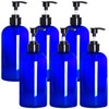 Youngever 6 Pack Blue Plastic Pump Bottles, Refillable Plastic Pump