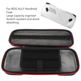 Handheld Carrying Case for ROG Ally, Protective Carrying Bag with Red Zipper and Compartmentalized Storage, Hard Case for Travel and Storage