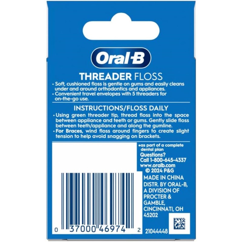 Oral-B Threader Floss, 30-Count: 6 envelopes of 5 threaders (Value
