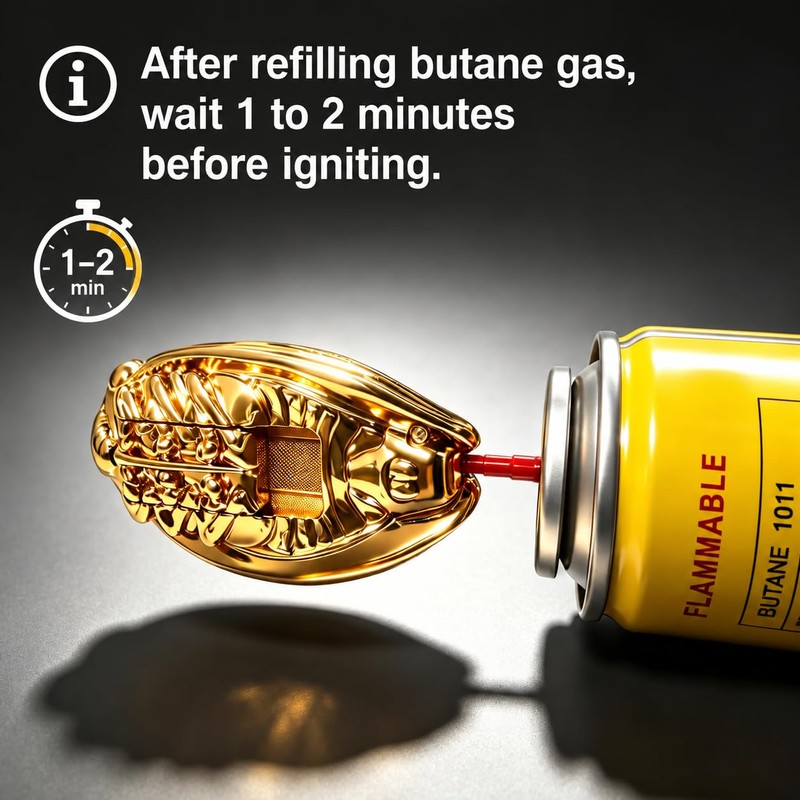 Cicada Shaped Torch Lighter, Refillable Butane Cool Lighters, Gold and