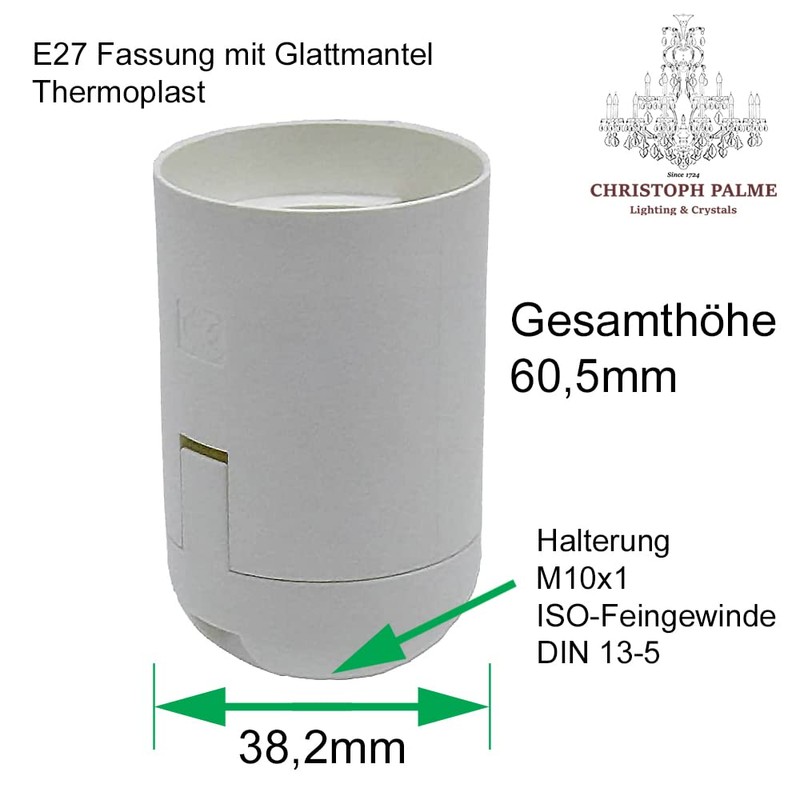 Socket E27 White with Smooth Coating and Attachment Cap M10