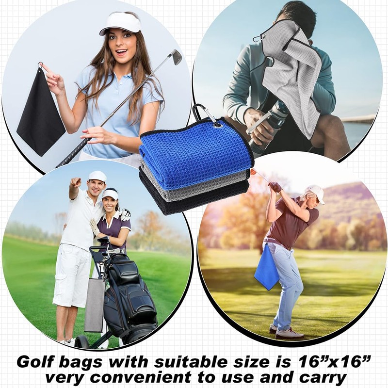 3Pack Golf Towels, Golf Towel for Bags with Clip and