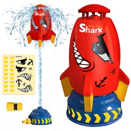 ROHSCE Water Rocket Sprinkler for Kids - Outdoor Water Toys Splash Kids Sprinkler for Outside Backyard, Summer Fun Sprinkler Rocket for Toddler Ages 3+ Gift Ideas, Red