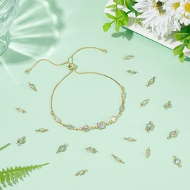 UNICRAFTALE 140Pcs 7 Styles Clear Crystal Rhinestone Connector Charms Flat Round Connector Pendants Metal Heart Linking Charms Brass Necklace Making Charms for Jewelry Making Accessory