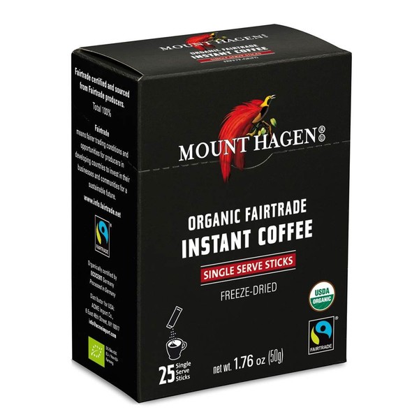 Mount Hagen Organic Single Serve Instant Coffee Stick Packs, 25 Count (Pack of 8)