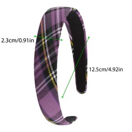 2 Pcs Purple Hair Accessories for Girls, Fabric Headband Women Tartan Headbands Red Hairbands for Women Girls