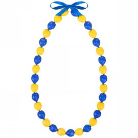 Kigeli 1 Pack 37 Inches Hawaiian Graduation Kukui Nut Leis Adjustable Beads Necklace for Grad Party Accessories(Yellow,Blue)