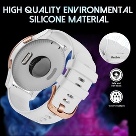 NotoCity NotoCity for Garmin Venu/Venu 2 Plus/Venu Sq/Venu Sq 2/Vivoactive 3/Vivoactive 5,20mm Soft Silicone Replacement Strap for Forerunner 245/645/ Vivoactive HR (White S)