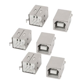 uxcell 6 Pcs USB 2.0 Type-B Female Port 4-Pin Vertical PCB DIP Jack Socket Connector 180 Degree Adapter for Printer