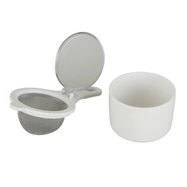 Kai KAI KITCHEN DH8064 Tea Strainer Saucer Set, One-Touch Lid, Dishwasher Safe, Made in Japan