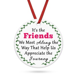 Best Friends Christmas Ornament Gifts for Women Besties Sister Friendship Keepsake for BFF Female Birthday Gifts Xmas Tree Decorations Gifts for Neighbors Christmas Decor Ceramic Ornament Sign