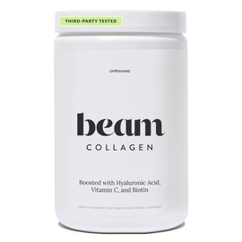 Beam Collagen Powder, Collagen for Women, Collagen with Hyaluronic Acid, Collagen Peptides Type 1 and 3, with Biotin, Grass Fed Bovine, Third-Party Tested, Best for Coffee, Vitamin C, 30 Servings