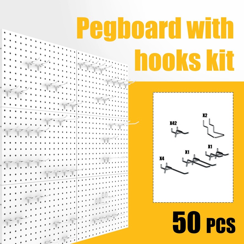 Spampur Peg Board, 6 Pack Metal Pegboard Panels White Pegboards