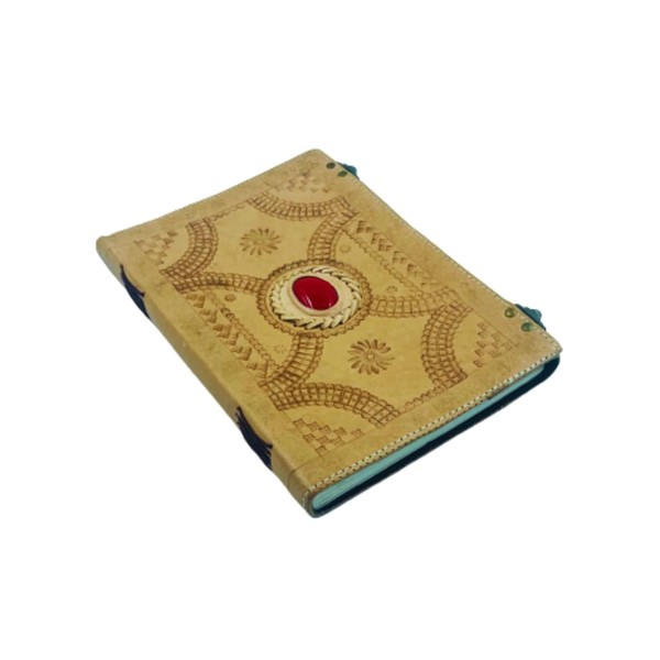 OVERDOSE Hand Embossed, with Out Colour, Red Stone Leather Journal