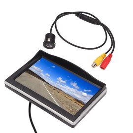 Conjunto de de C¨¢mara de Respaldo, Monitor Retrovisor con Pantalla LCD de Entrada de V¨ªdeo V1 V2 de 5 Pulgadas Resistente Al Agua para Camiones, Veh¨ªculos Recreativos y