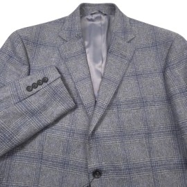 Bloomingdale's $548 Bloomingdales Gray Windowpane Wool Sport Coat Blazer Jacket Mens Size 42R