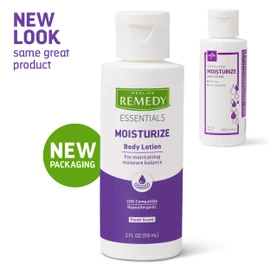 Medline Remedy Essentials Moisturizing Body Lotion (2 oz Bottle), Fresh Scent, Travel-Size, Hydrating, Non-Greasy, For Dry Skin, Hypoallergenic, Men, Women, Elderly