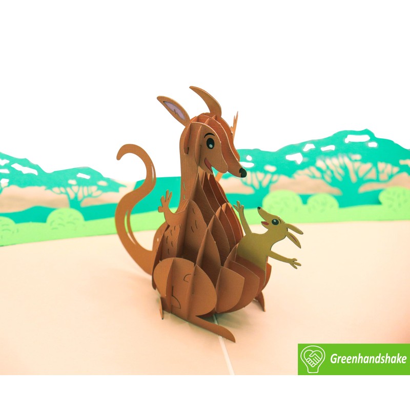 Kangaroo Moments, Pop Up Card, 3D Popup Greeting Cards, for