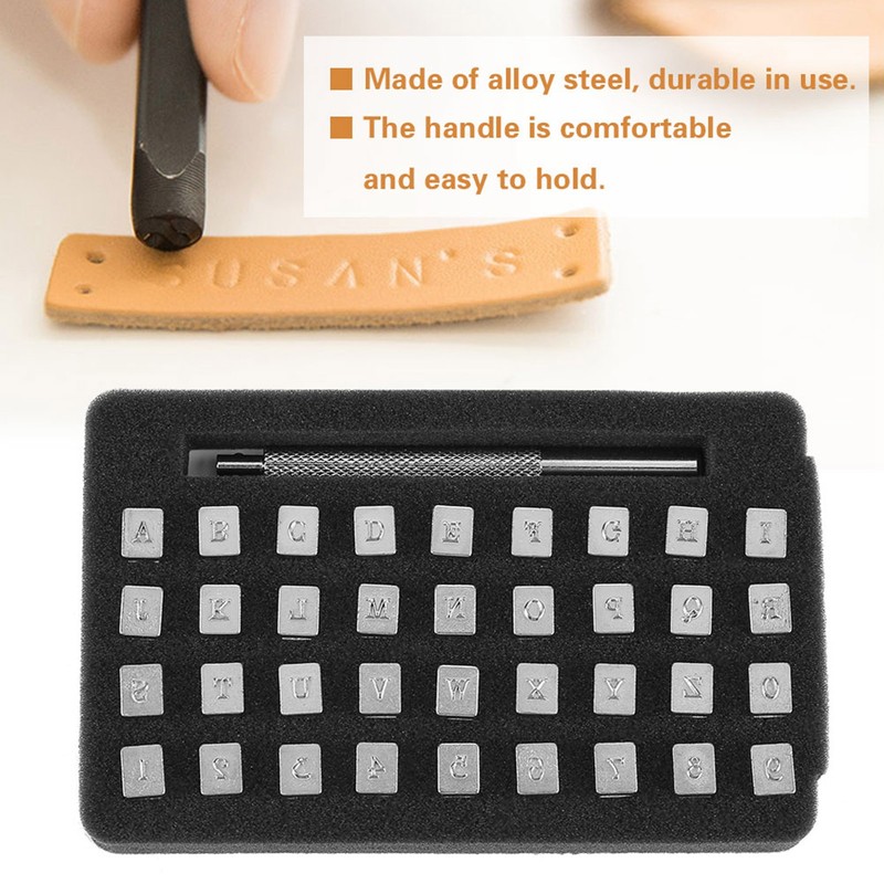 36Pcs Steel Letter Number Leather Stamper Punching Tool for DIY