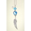 Turquoise Blue Faceted Glass with Silver Angel Wing Rear View