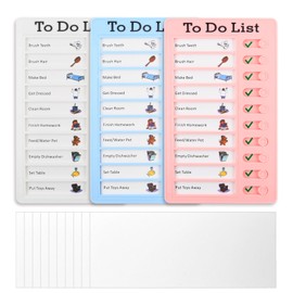 Pack of 3 To-Do List Checklists, Chore Chart for Children, Memo Checklist Boards, Board Portable Memo Boards, Daily Schedule Planner with 10 Blank Paper for Home Learning Planning Reminder
