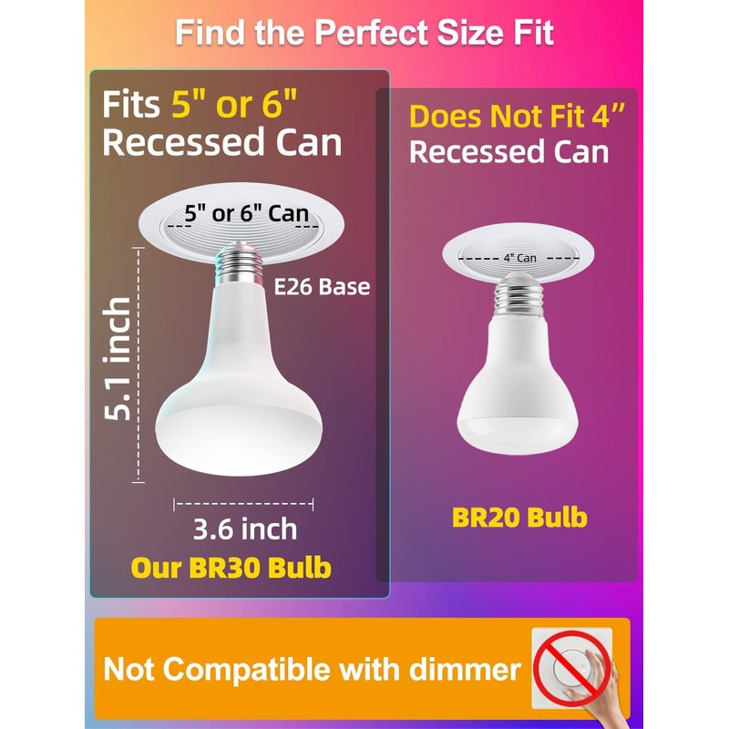 ILC BR30 LED Flood Light Bulbs, Color Changing Light Bulbs,