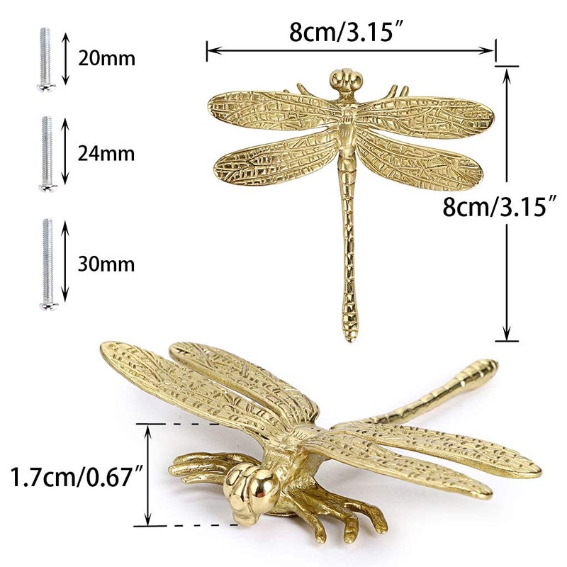 BSTKEY 2 Packs Brass Drawer Handles Cupboard Wardrobe Dresser Handle