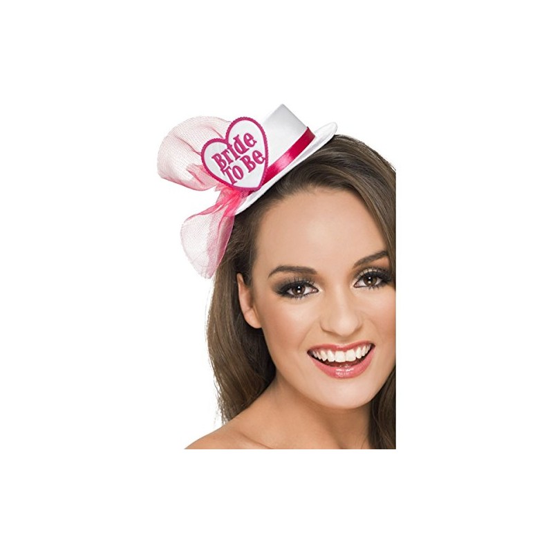 Smiffys Bride To Be Hat, White, with Hairclip and Veil