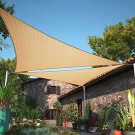 ShadeMart 22' x 22' x 22' Sand Triangle Sun Shade Sail UPF50 SMTAPT20 Canopy Fabric Cloth Screen, Water Air Permeable & UV Resistant, Heavy Duty, Carport Patio Outdoor - (We Customize Size)