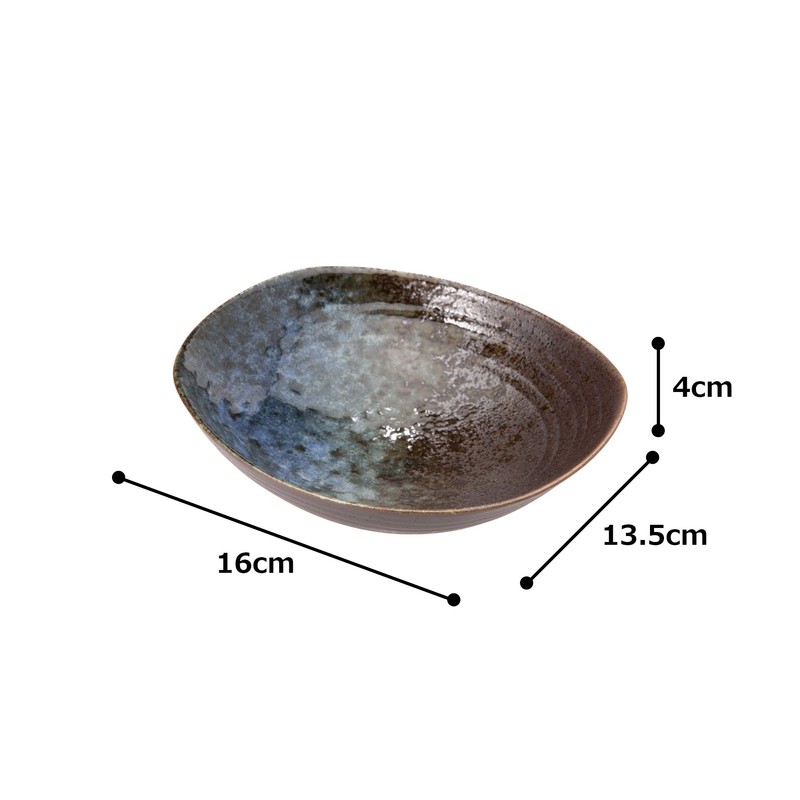 Mino Ware K80128 Tsuki Akari Oval Dish