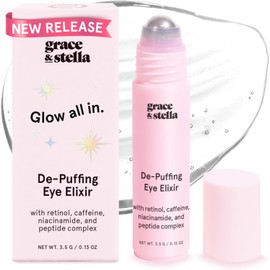 grace & stella Eye Serum Roller with Caffeine, Retinol & Niacinamide – Under Eye Brightener for Dark Circles, Puffiness, Eye Bags & Wrinkles – Vegan Anti-Aging Eye Cream Roller for Radiant Eyes, 15ml