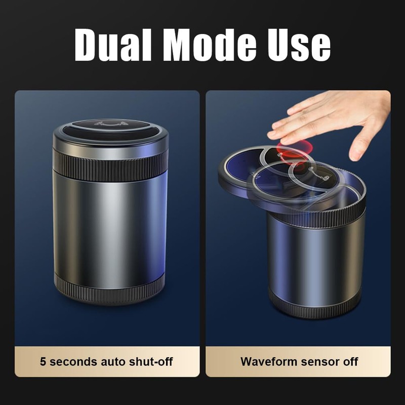 Car Ashtray,Detachable Portable Mini Vehicle Trash Can Smart Sensor with