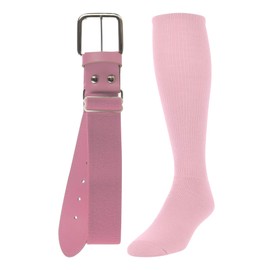 TCK Baseball/Softball Adult Belt & Socks Combo Set (Pink, Large)