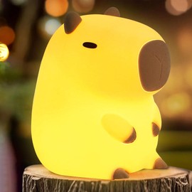 FAMIDUO Cute Capybara Night Light, LED Squishy Novelty Animal Night Lamp,2 Levels Dimmable/Timer Nursery Nightlight for Kids, Rechargeable Touch Bedside Lamp, Bedroom/Dorm Decor, Baby Boys Girls Gifts