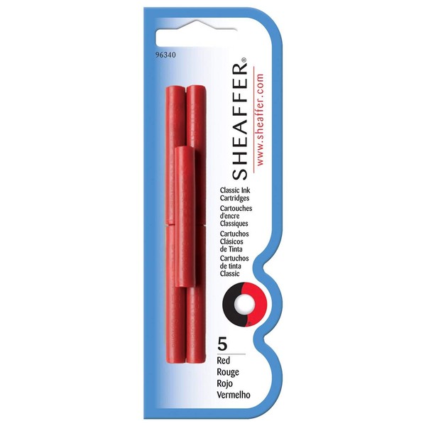 Sheaffer Skrip - Classic Fountain Pen Ink Cartridge, Pack of 5, red