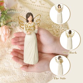 Thank You Gifts for Women, Appreciation Gifts for Teachers, Colleagues, Resin Sculpted Angel Ornament Figurines with Wire Wings & Heart, Gratitude Angel Gifts for Mother's Day, Thanksgiving Home Decor
