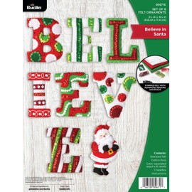 Bucilla Felt Applique 7 Piece Ornament Making Kit, Believe in Santa, Perfect for DIY Arts and Crafts, 89671E