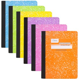 Mead Composition Notebook, 6 Pack, College Ruled Paper, 7-1/2" x 9-3/4", 100 Sheets per Comp Book, Assorted Colors (850106-ECM)